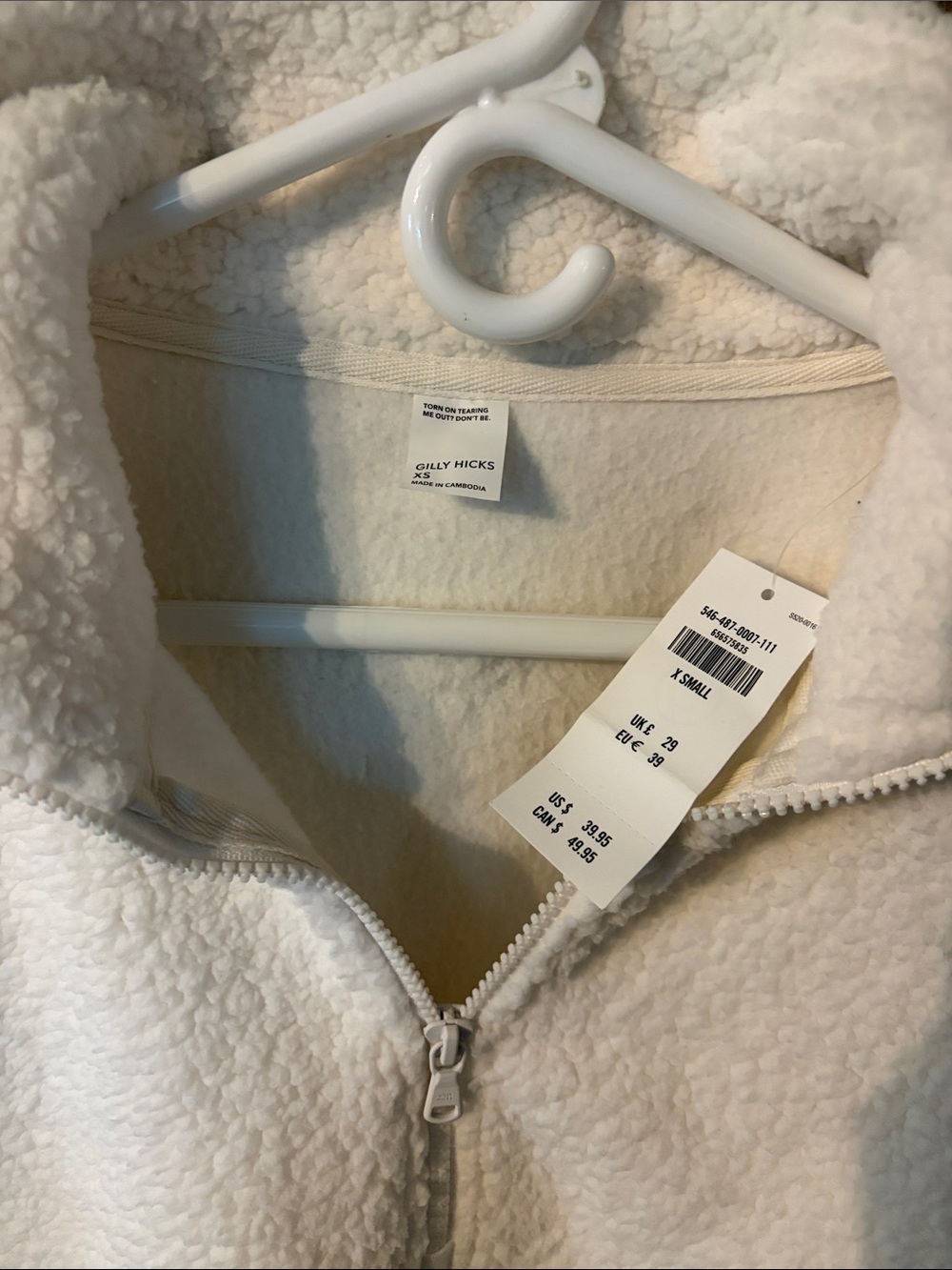 Gilly Hicks Ivory Teddy Sherpa Zip Jacket